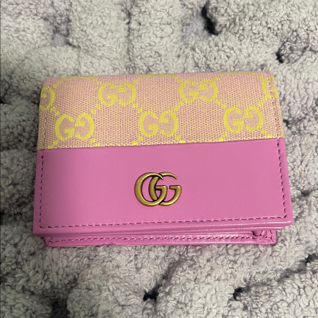 Gucci Pink And Yellow Gg Wallet